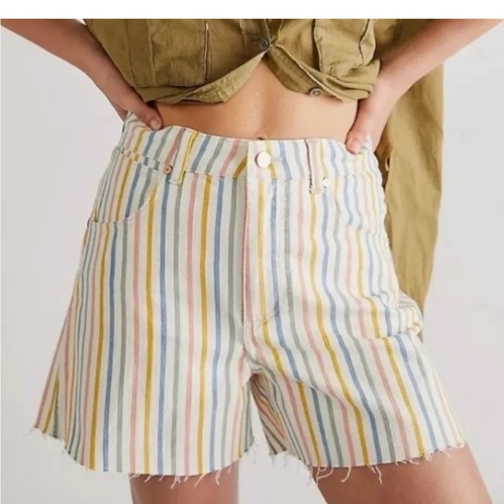 Wrangler/Free People multicolored pinstripe shorts